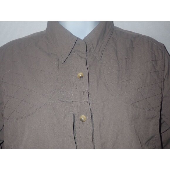 LL Bean Brown Shooting Field Shirt Button Up Quilted Shoulder Size s Long Sleeve - Picture 5 of 7